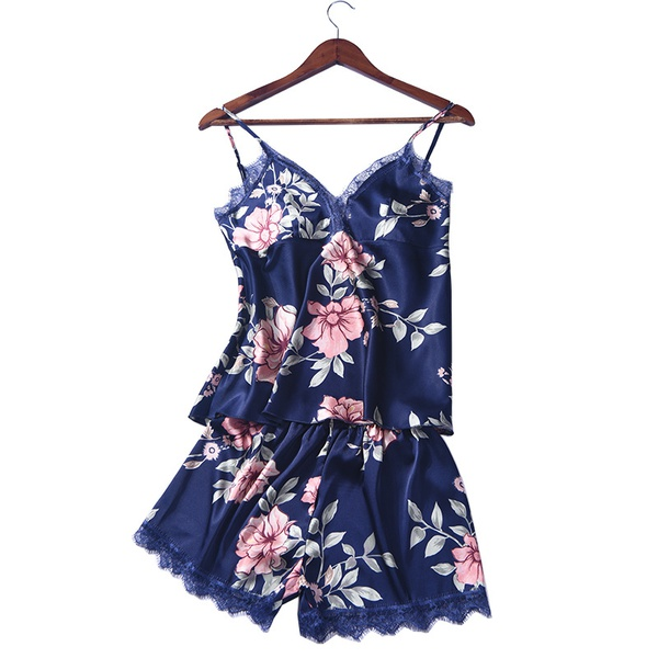 2-piece Sweet Floral Lace Cami Loungewear Set