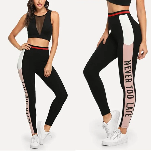 Fashionable Letter Printed Exercise Yoga Pants Leggings