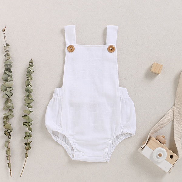 Baby Girl Solid Sleeveless Romper