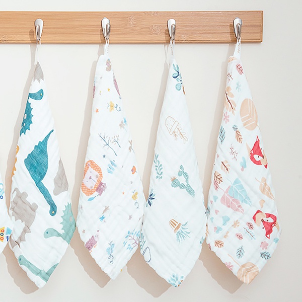 5-pcs New Born Baby Cotton Bips 6-Layer Handkerchief Towel Soft Gauze Bath Wash Towel Toddler Burp