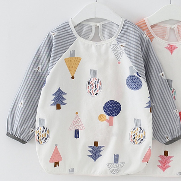 Waterproof Cartoon Print Long-sleeve Baby Bib