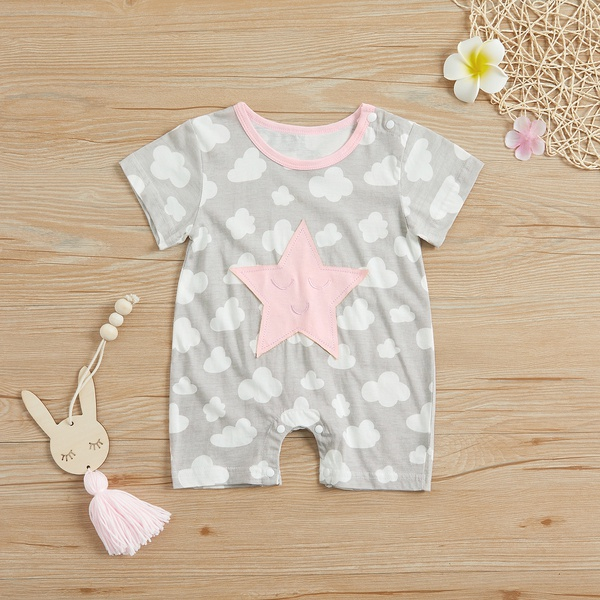 Cute Stars Moon or Cloud Print Bodysuit for Baby