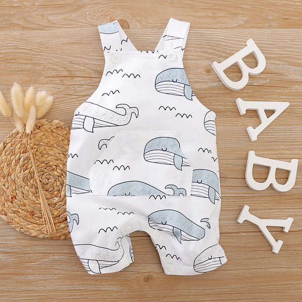 Baby Animal Whale or Elephant Print Strappy Bodysuits