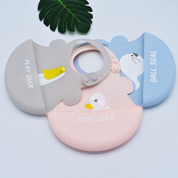 1-pc Cute Cartoon Silicone baby Bibs Toddler saliva pocket super soft Waterproof Bibs Adjustable Baby Aprons Bibs