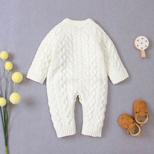Baby Boy / Girl Solid Knitted Long-sleeve Jumpsuit