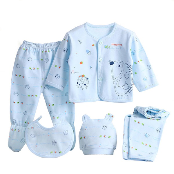5-piece Hedgehog Print Top and Pants Set
