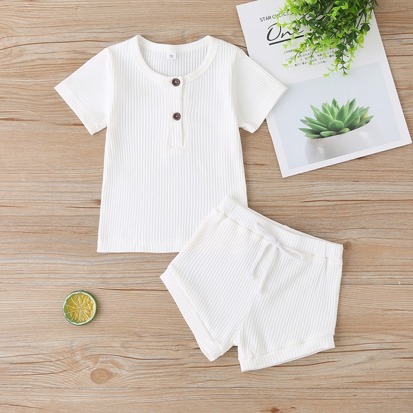 Baby Casual Solid Top and Shorts Set