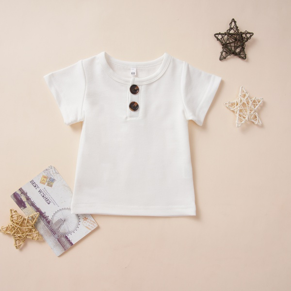 Solid Simple Short-sleeve Top and Shorts Set