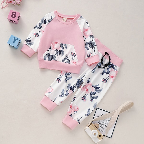 Baby Girl Allover Sweatshirt and Pants Set