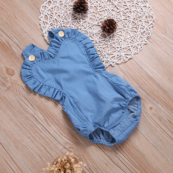 Baby Soft Denim Suspender Romper
