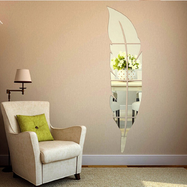 Pretty 3D Feather Design Wall Mirror