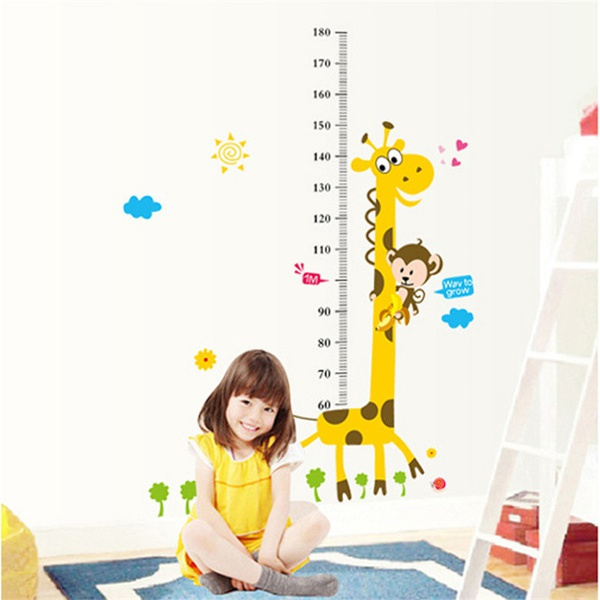 Giraffe and Monkey Height Chart Wall Sticker