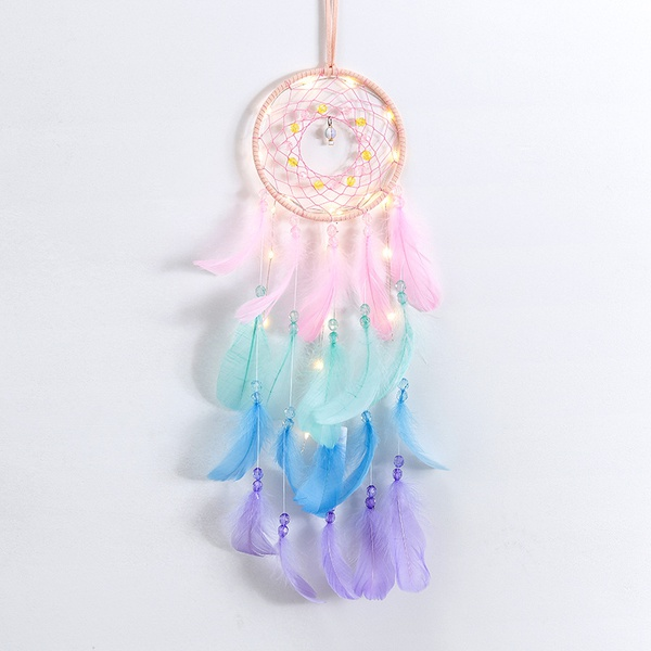 Handmade Beaded Colorful Feather Dreamcatcher