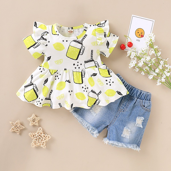 Allover Pleated Dress and Jeans Set