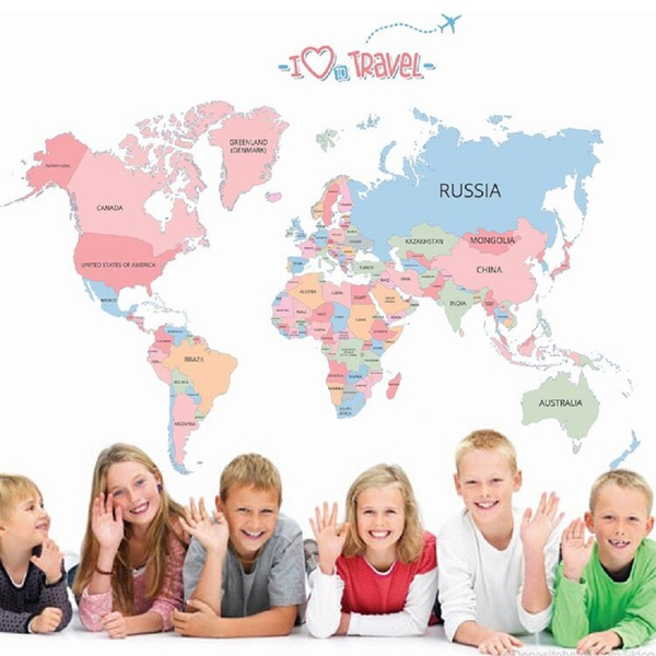 Removable world Map Wall Sticker
