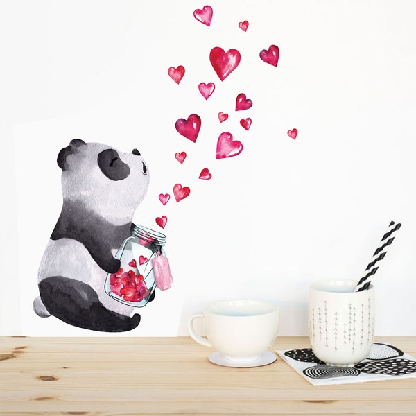Love Panda Hand Painted Print Wall Sticker