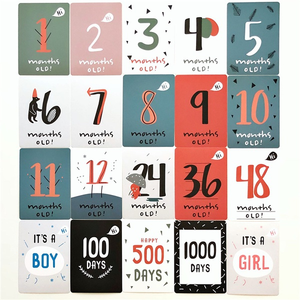 20 Pcs Baby’s First Year Commemorative Card Photography Decoration Props