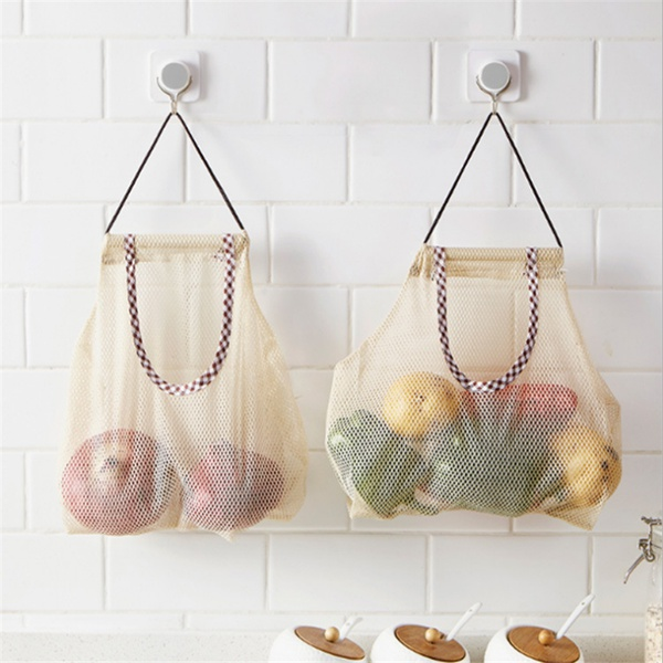 3 Pcs Hollow Out Drawstring Design Net Storage Bag