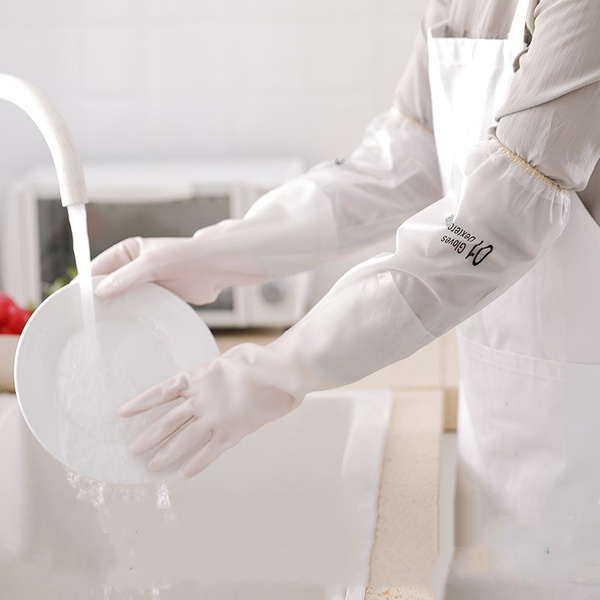 trile rubber household gloves Soft felt linning