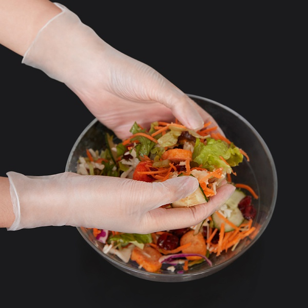 100 Pcs Squish Clear Vinyl Gloves Latex Free Powder-Free Glove PVC Cleaning Health Gloves for Kitchen Cooking Cleaning Safety Food Handling