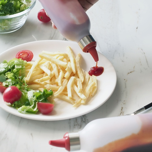 Silicone Jam Squeeze Bottle Cooking Salad Sauce Tank Squeeze Bottle 450ml