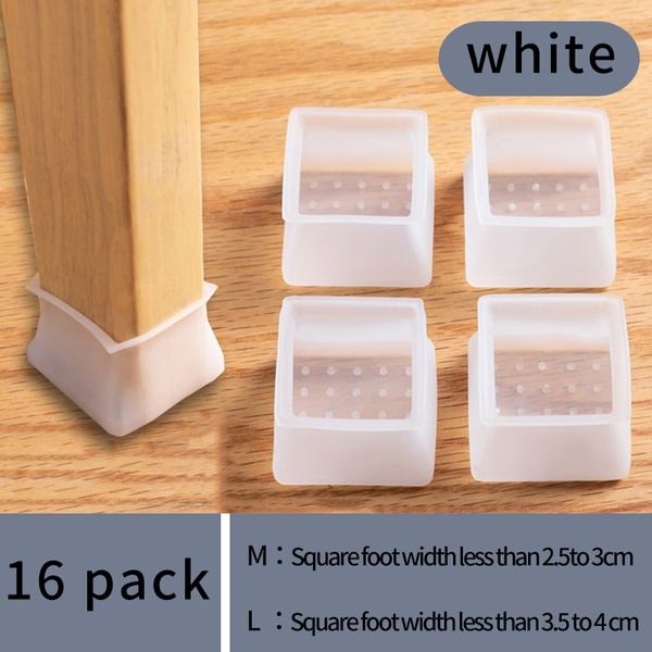 16 Pack Square Shape Non-Slip Silicone Table and Chair Foot Cover Floor Protector