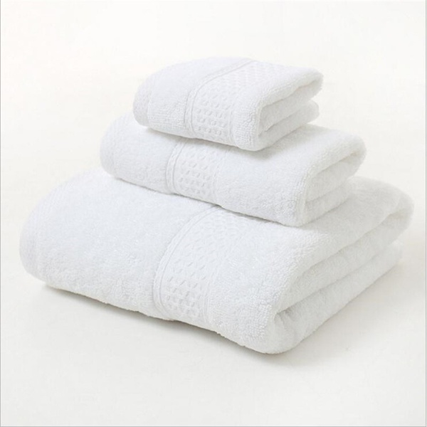 3PCS Set 100% Cotton Solid Bath Towel, Hand Towel, and Washcloth