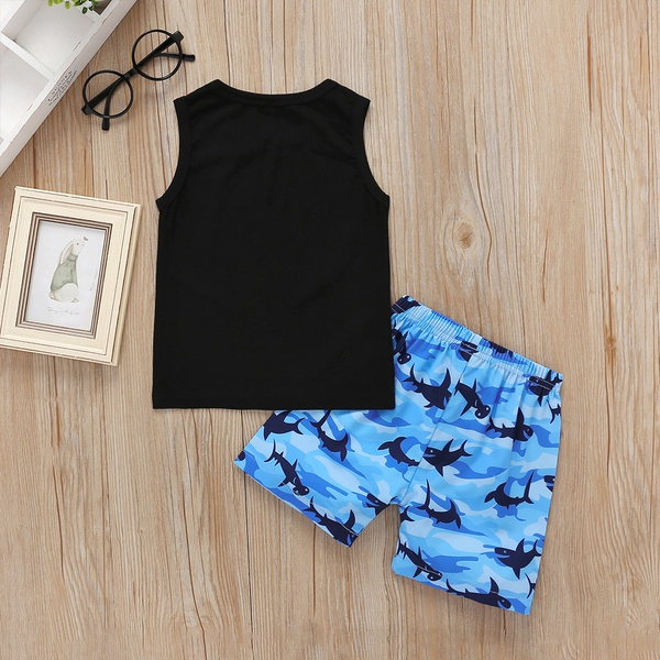 Baby / Toddler Cartoon Shark Print Tank and Shorts Set
