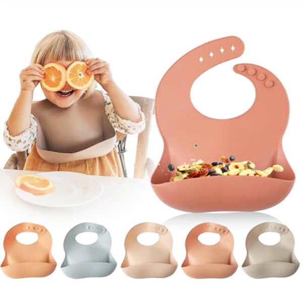 1-pc Baby Silicone Bibs Toddler saliva pocket super soft Waterproof Bibs Adjustable Baby Aprons Bibs