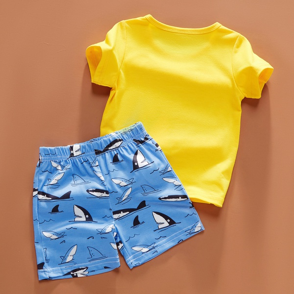 2-piece Baby / Toddler Boy Adorable Shark Print Tee and Shorts Set