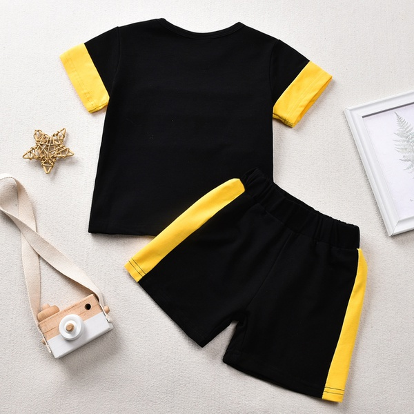 2-piece Toddler Boy Stylish Colorblock Tee and Shorts Set