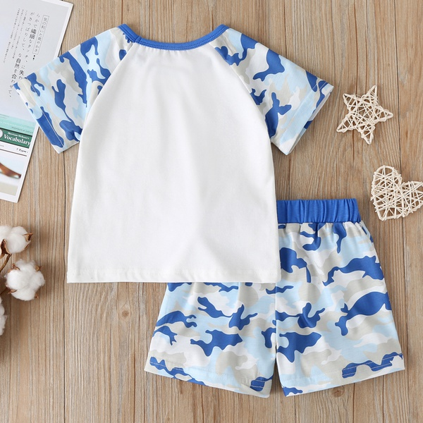 Camo Print Short-sleeve Tee and Shorts Set