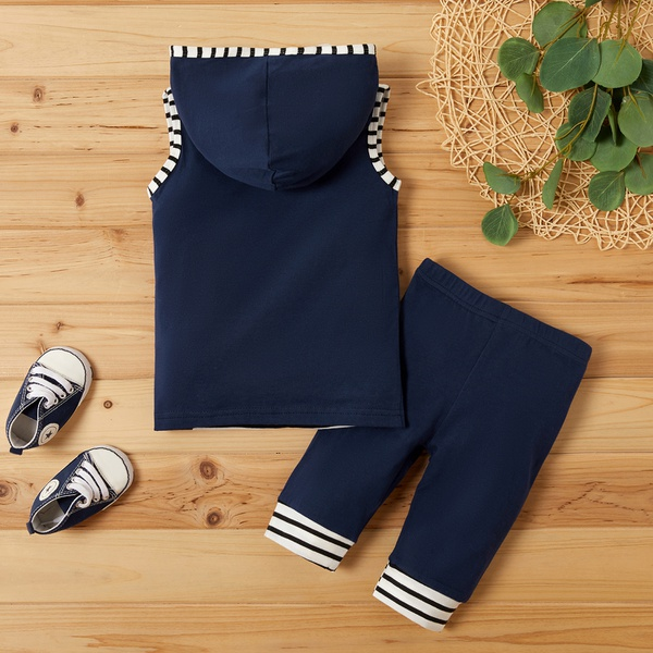 2-piece Baby / Toddler Striped Hooded Vest and Pants Set