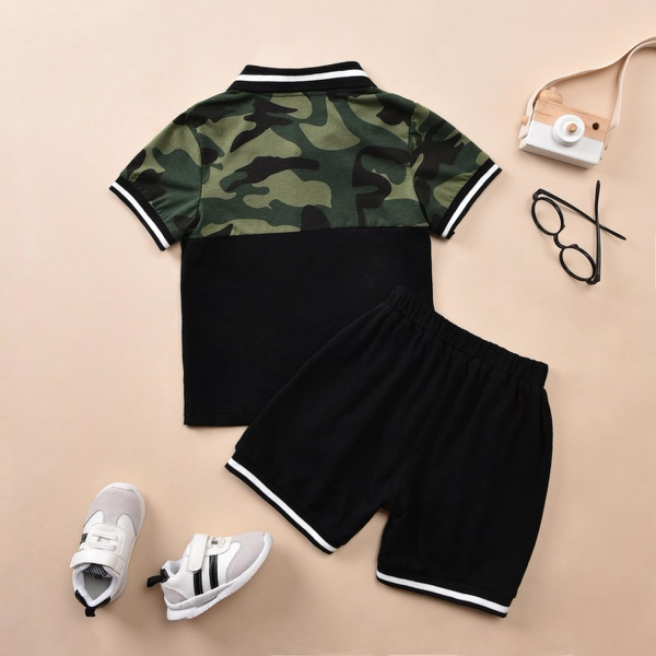 2-piece Toddler Boy Camouflage Top and Shorts Set