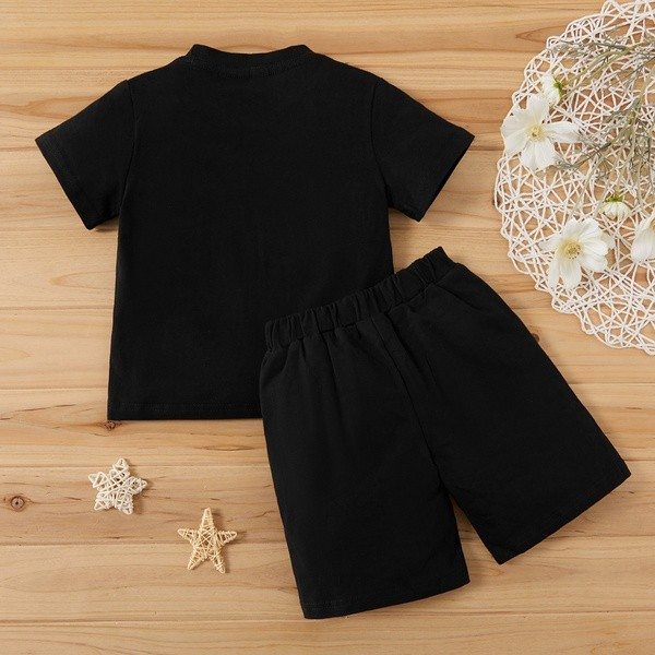 2-piece Baby / Toddler Boy Stylish Cartoon Print Top and Shorts Set