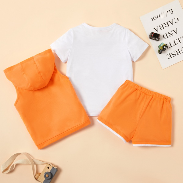 3-piece Toddler Boy Skateboard Print Top and Solid Hoodies and Shorts Set