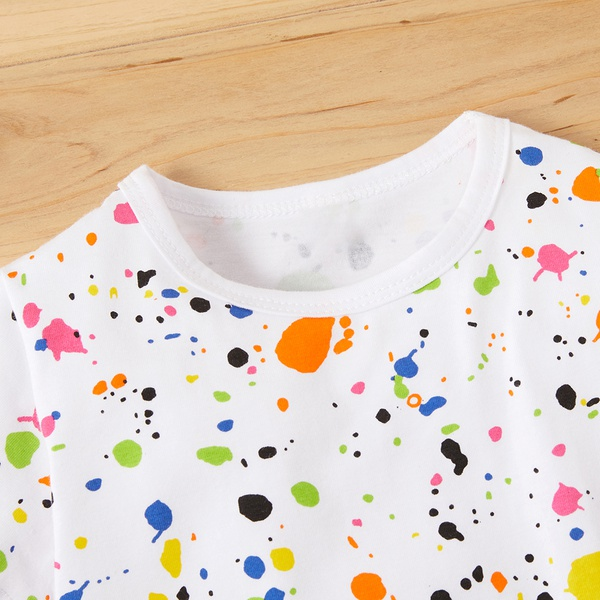 2-piece Baby / Toddler Colorful Splash Print Tee and Denim Shorts Set