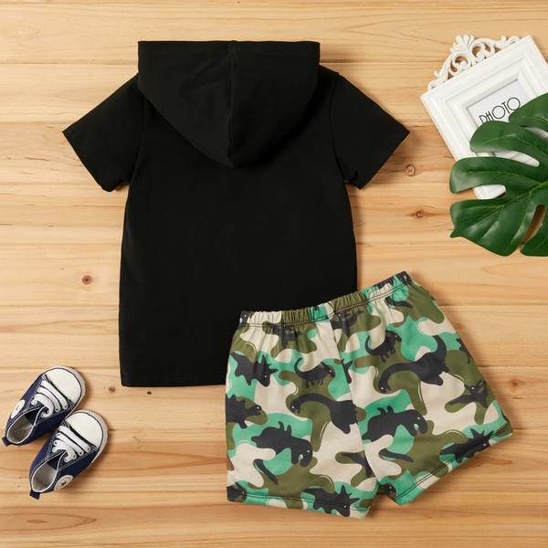 2-piece Toddler Boy Camouflage Print Hooded Top and Shorts Set