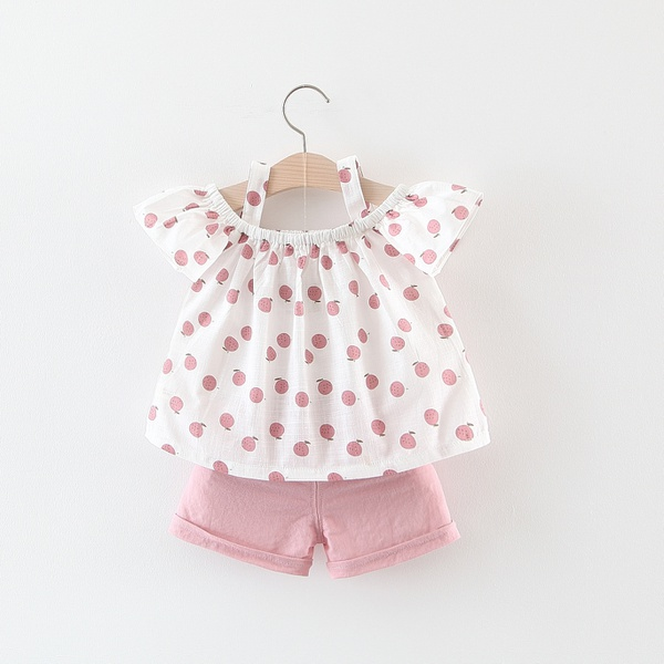 2-piece Toddler Girls Fruit Print Bow Top and Shorts Set