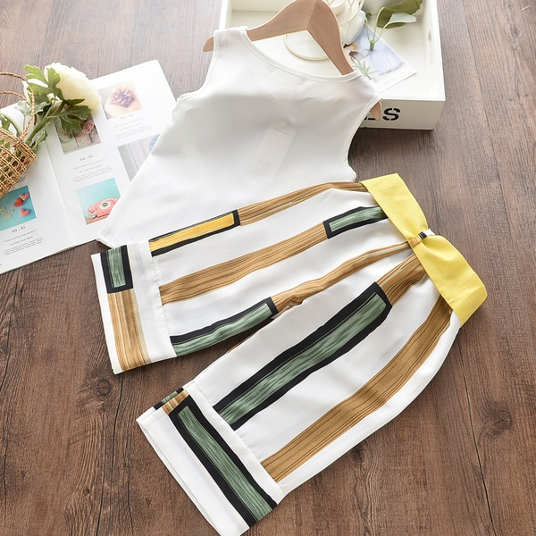 2-piece Baby / Toddler Girl Stylish Colorblock Striped Top and Pants Set