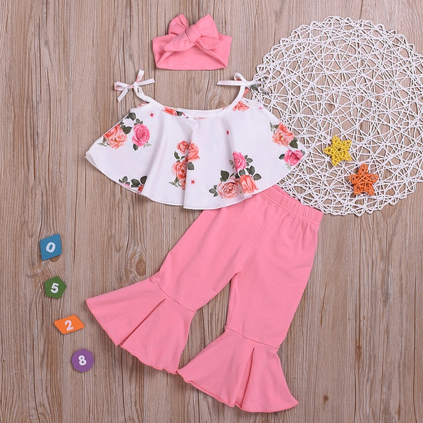 Floral Sling Top and Pants Headband Set