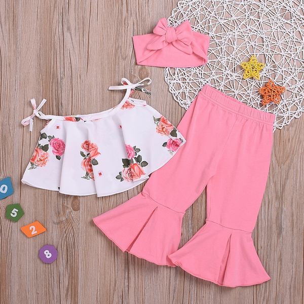 Floral Sling Top and Pants Headband Set