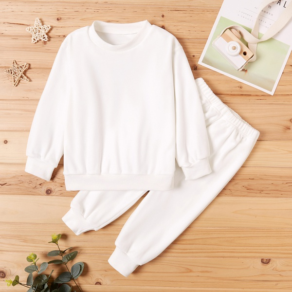 2-piece Baby / Toddler Girl Solid Casual Pullover and Sporty Pants Set