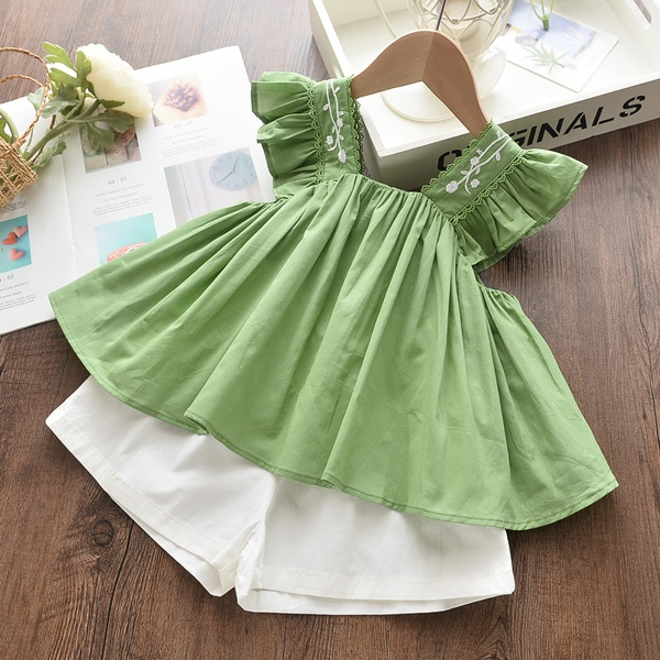 2-piece Baby / Toddler Girl Casual Solid Top and Shorts Set