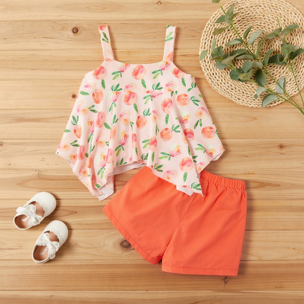 2-piece Baby / Toddler Girl Adorable Peach Print Top and Shorts Set