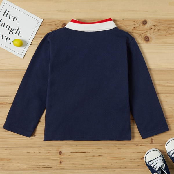 Baby / Toddler Boy Colorblock Polo Collar Long-sleeve Tee