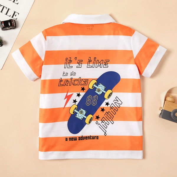 Toddler Boy Causal Striped Short-sleeve Polo Collar Tee