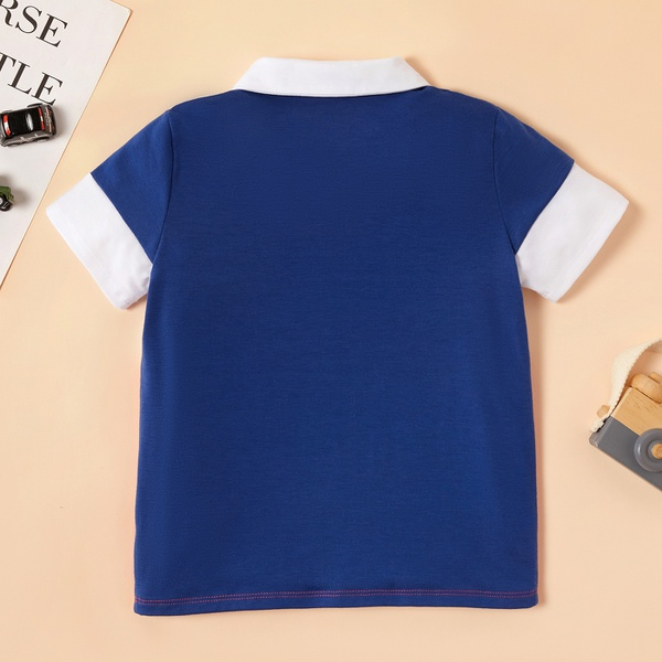 Toddler Boy Colorblock Striped Polo Collar Tee