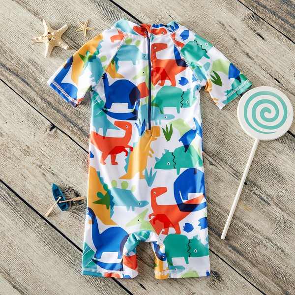 Toddler Boy Adorable Dinosaur Allover One-piece Swimsuit