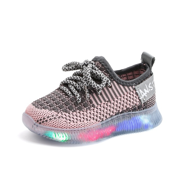 Toddler / Kids Breathable Net Surface Lace-up LED Sneakers